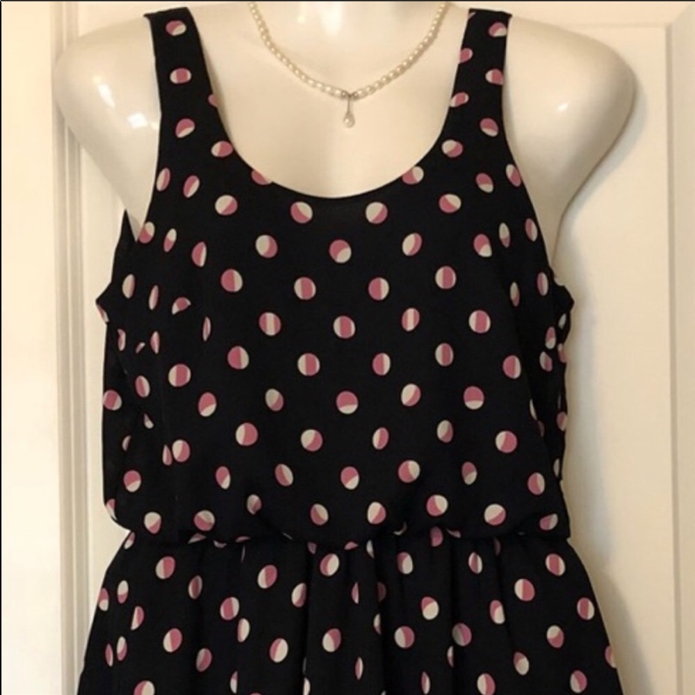 LUSH Blue And Pink Polka Dot Dress